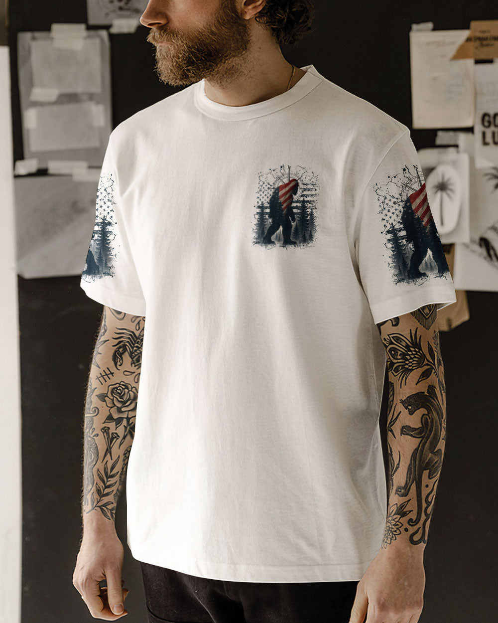 BLISSCORNERS NOT ALL WHO WANDER ARE LOST BIGFOOT ALL OVER PRINT