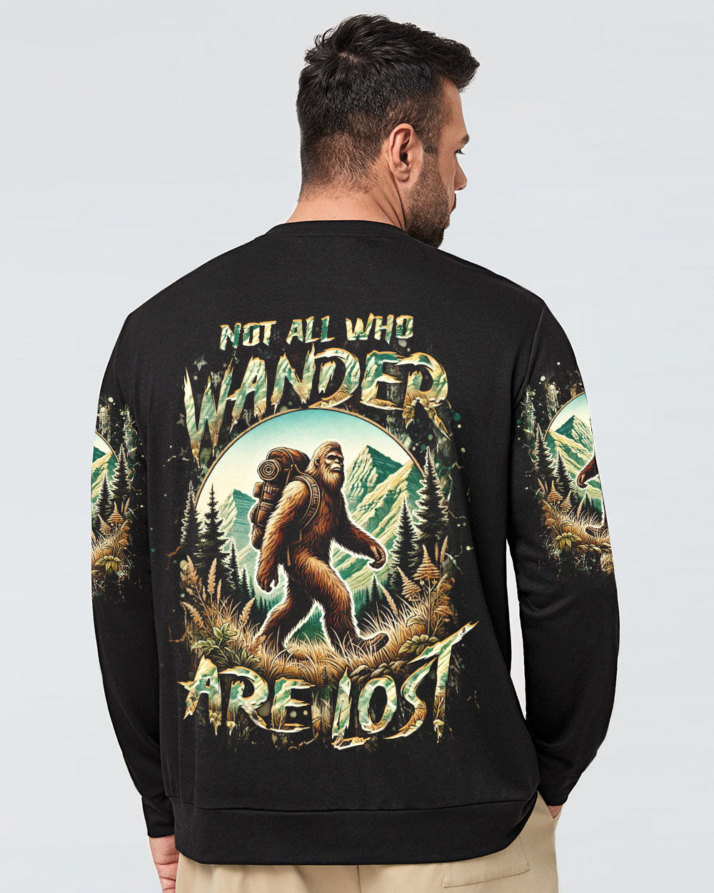 BLISSCORNERS NOT ALL WHO WANDER ARE LOST BIGFOOT ALL OVER PRINT