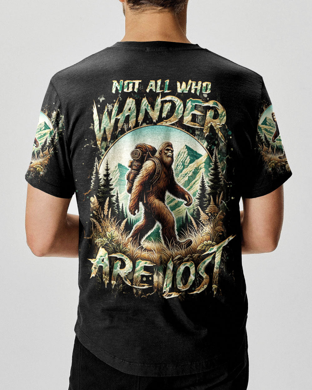 BLISSCORNERS NOT ALL WHO WANDER ARE LOST BIGFOOT ALL OVER PRINT
