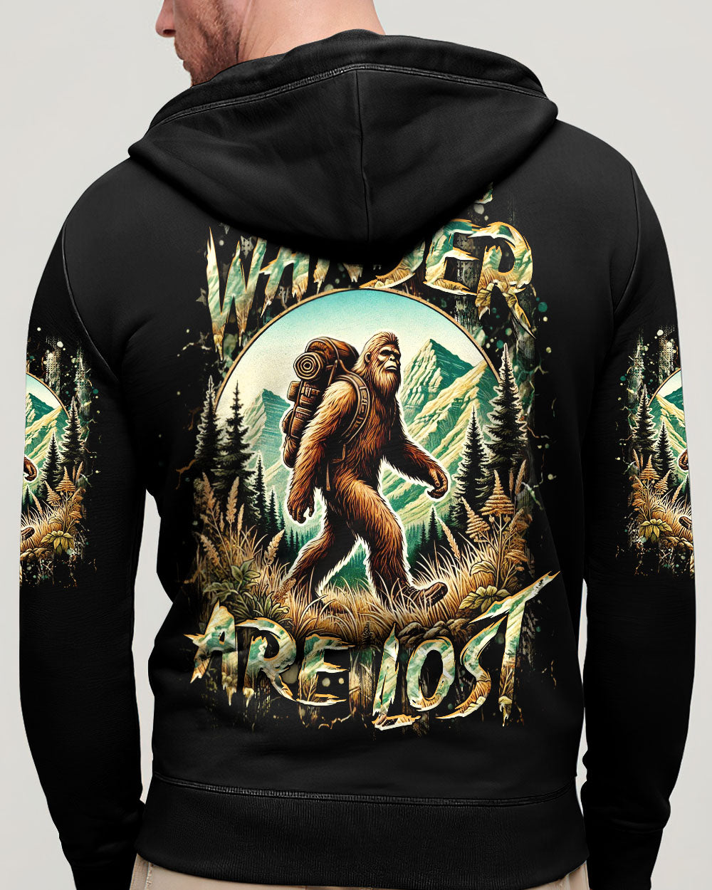 BLISSCORNERS NOT ALL WHO WANDER ARE LOST BIGFOOT ALL OVER PRINT