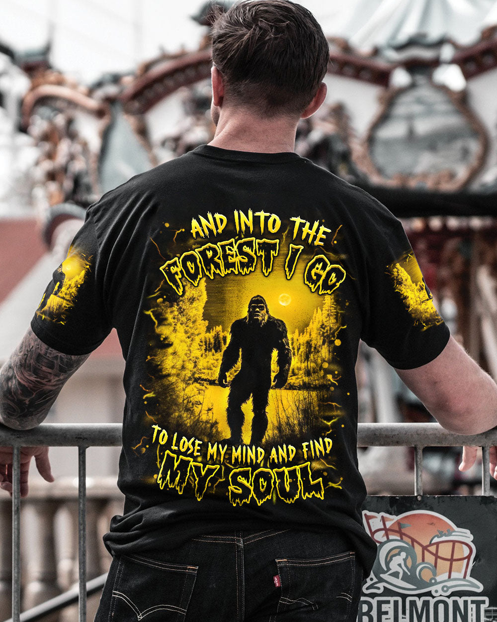 BLISSCORNERS AND INTO THE FOREST I GO BIGFOOT ALL OVER PRINT
