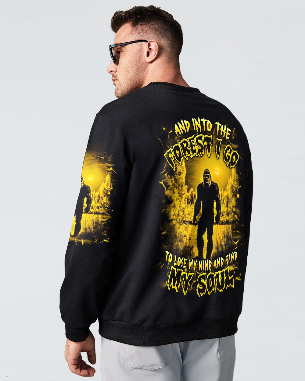BLISSCORNERS AND INTO THE FOREST I GO BIGFOOT ALL OVER PRINT