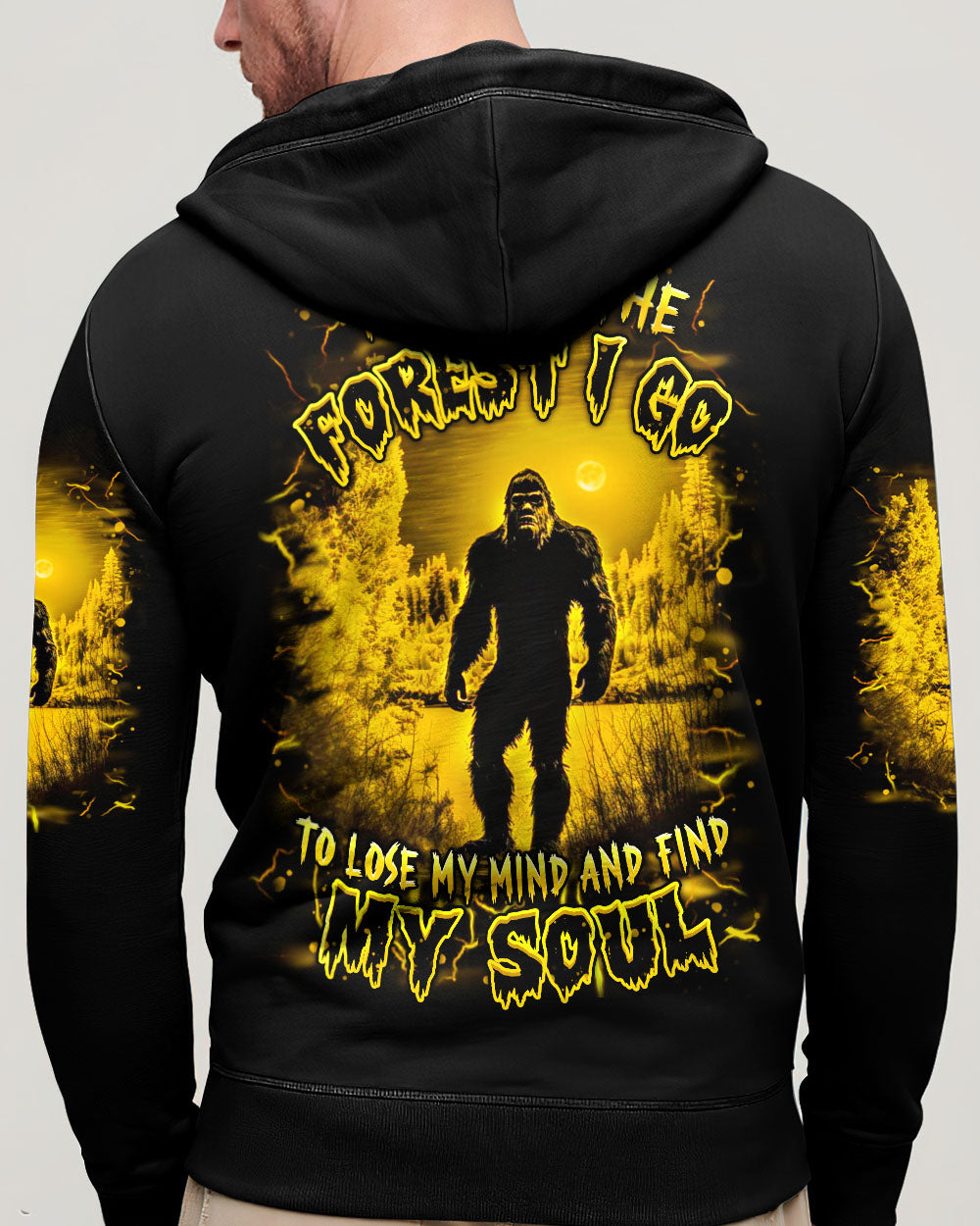 BLISSCORNERS AND INTO THE FOREST I GO BIGFOOT ALL OVER PRINT