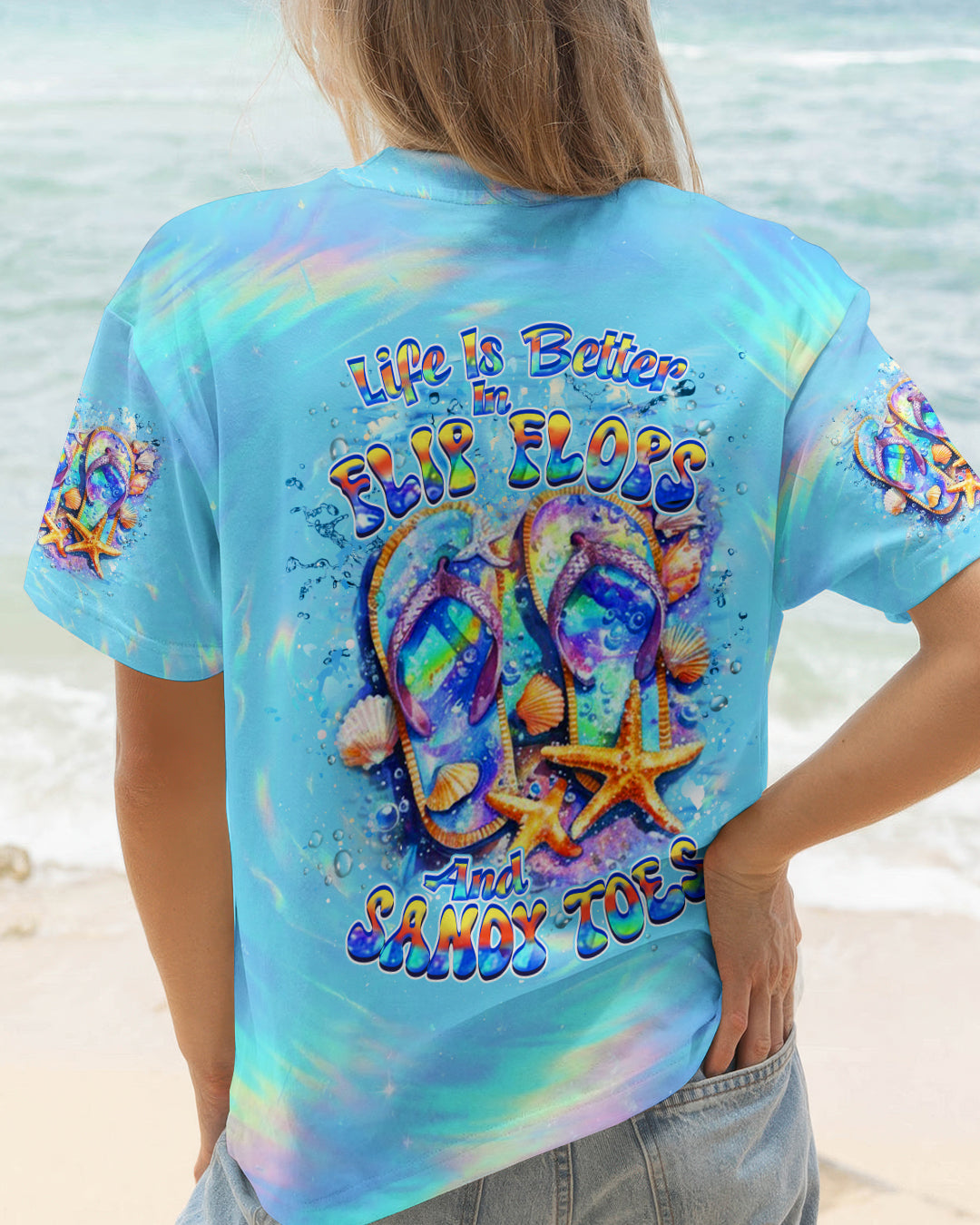 BLISSCORNERS LIFE IS BETTER IN FLIP-FLOPS AND SANDY TOES ALL OVER PRINT