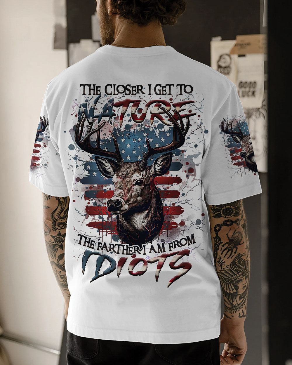 BLISSCORNERS THE CLOSER I GET TO NATURE DEER HUNTING ALL OVER PRINT