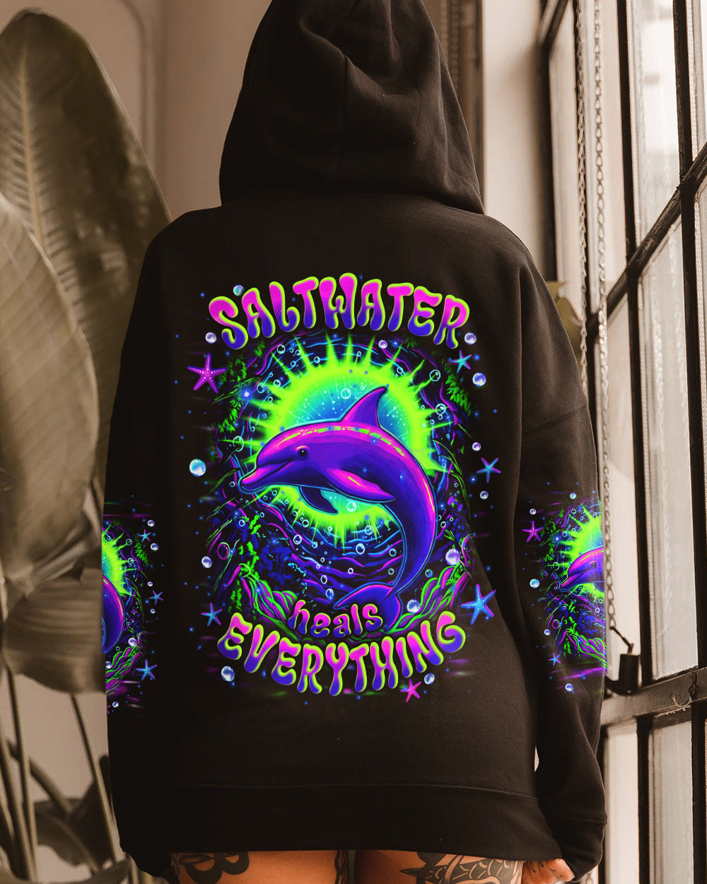 BLISSCORNERS SALTWATER HEALS EVERYTHING DOLPHIN ALL OVER PRINT