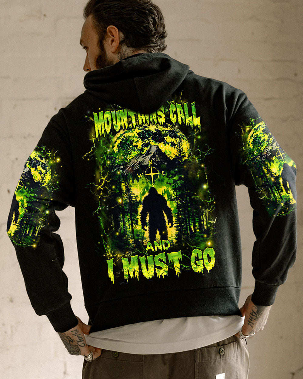 BLISSCORNERS THE MOUNTAINS CALL AND I MUST GO BIGFOOT ALL OVER PRINT