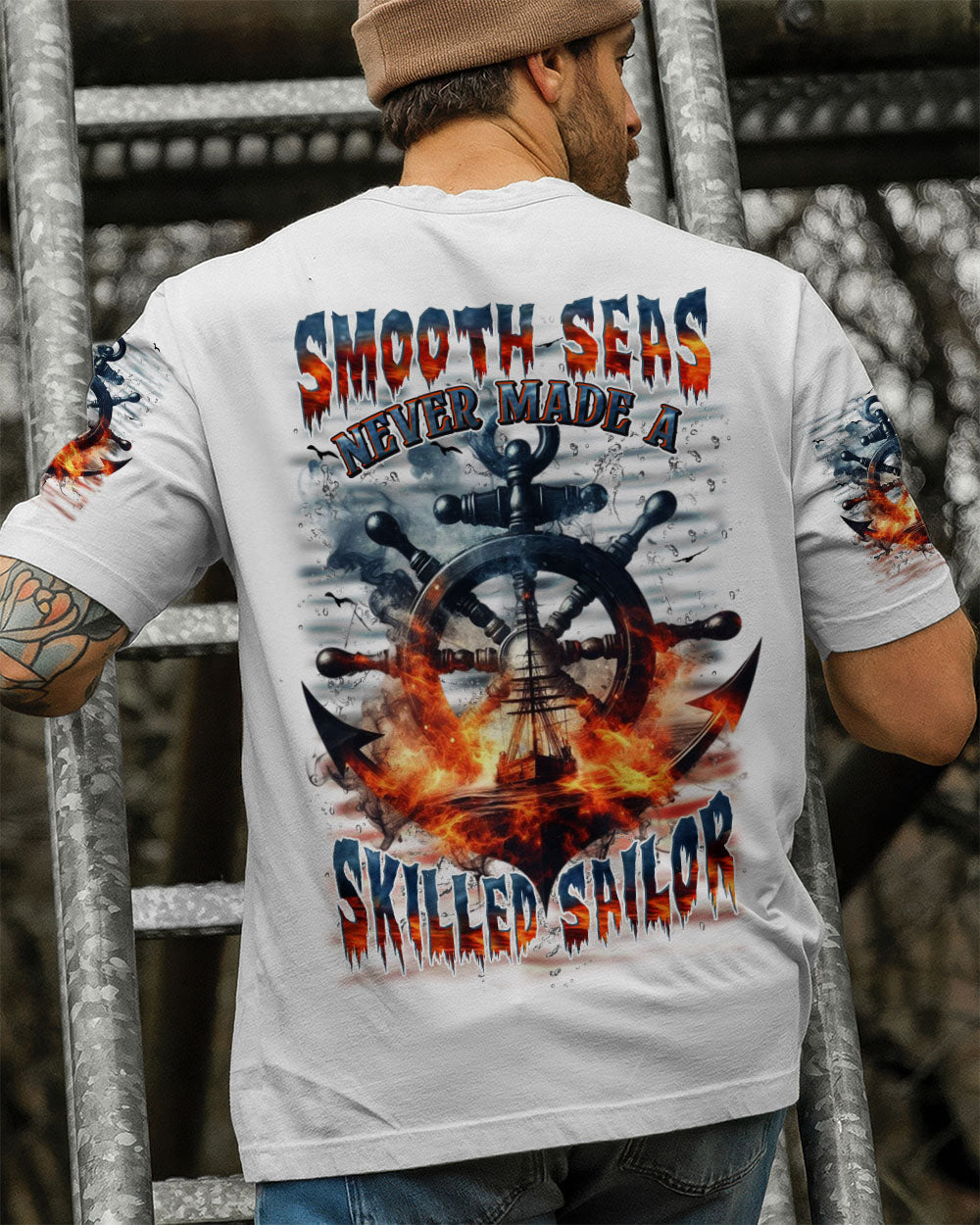 BLISSCORNERS SMOOTH SEAS NEVER MADE A SKILLED SAILOR ALL OVER PRINT