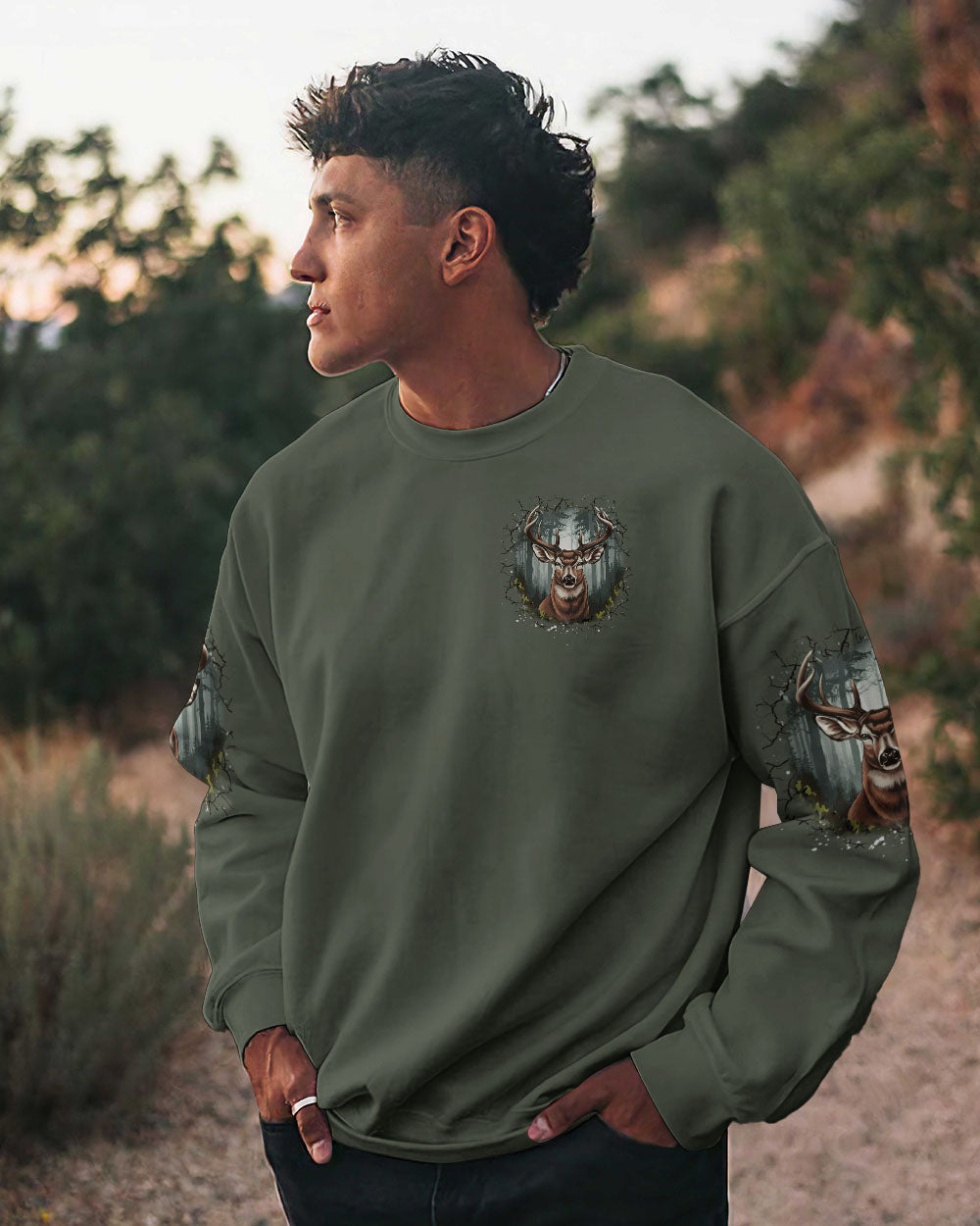 BLISSCORNERS BUCK AROUND AND FIND OUT DEER HUNTING ALL OVER PRINT