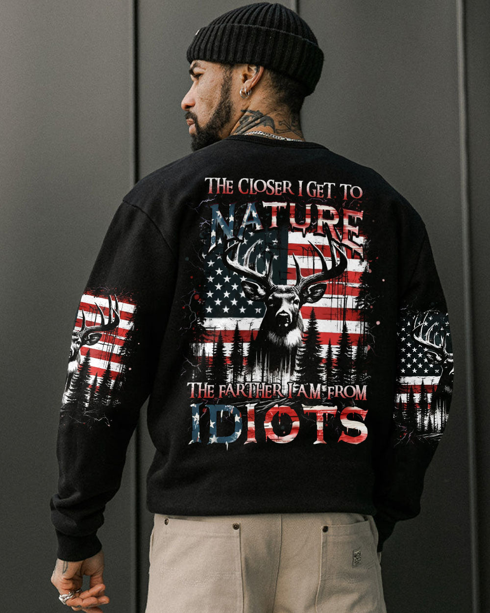 BLISSCORNERS THE CLOSER I GET TO NATURE DEER HUNTING ALL OVER PRINT