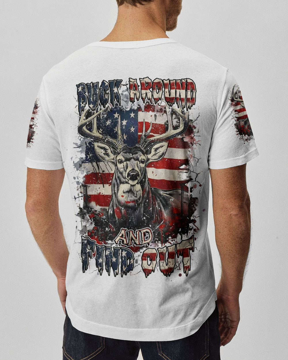 BLISSCORNERS BUCK AROUND AND FIND OUT DEER HUNTING ALL OVER PRINT