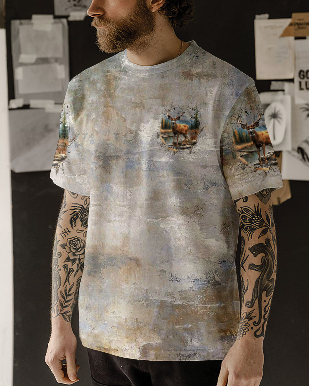 BLISSCORNERS BUCK AROUND AND FIND OUT HUNTING DEER ALL OVER PRINT