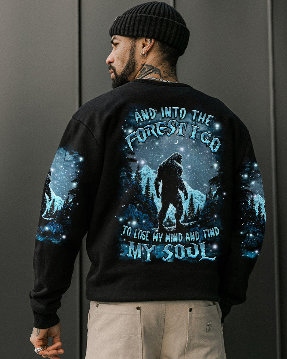 BLISSCORNERS AND INTO THE FOREST I GO BIGFOOT ALL OVER PRINT