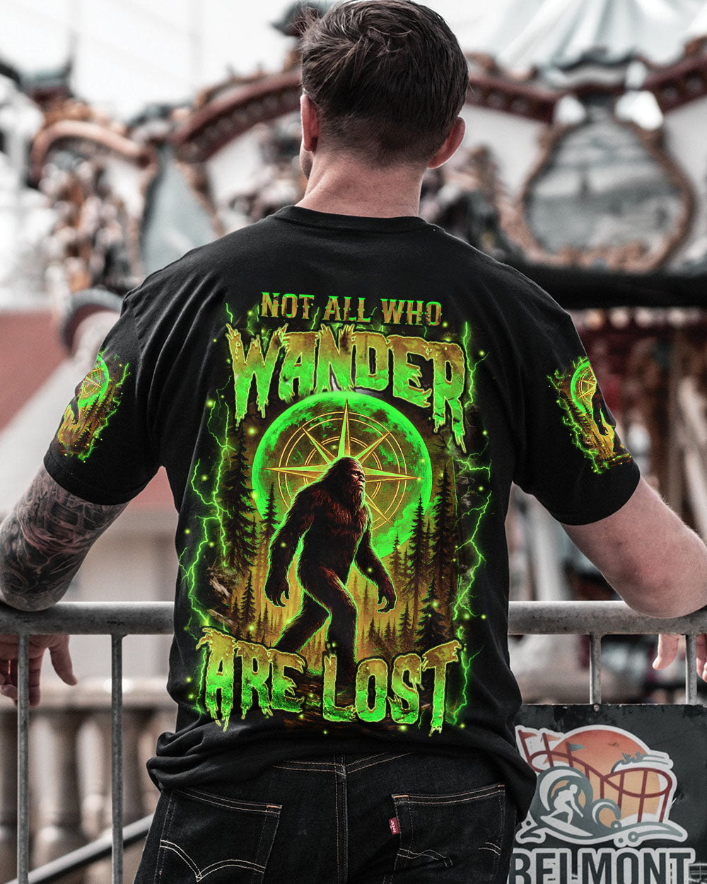 BLISSCORNERS NOT ALL WHO WANDER ARE LOST BIGFOOT ALL OVER PRINT