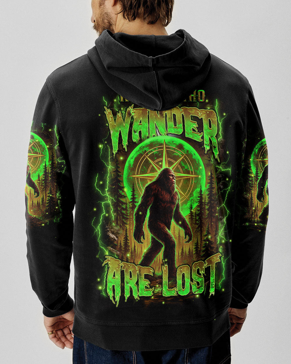 BLISSCORNERS NOT ALL WHO WANDER ARE LOST BIGFOOT ALL OVER PRINT
