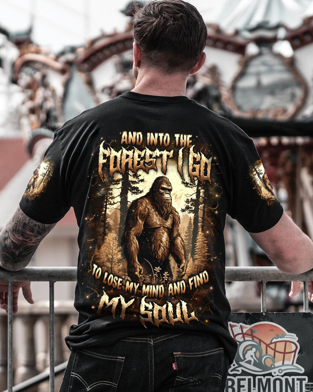 BLISSCORNERS AND INTO THE FOREST I GO BIGFOOT ALL OVER PRINT