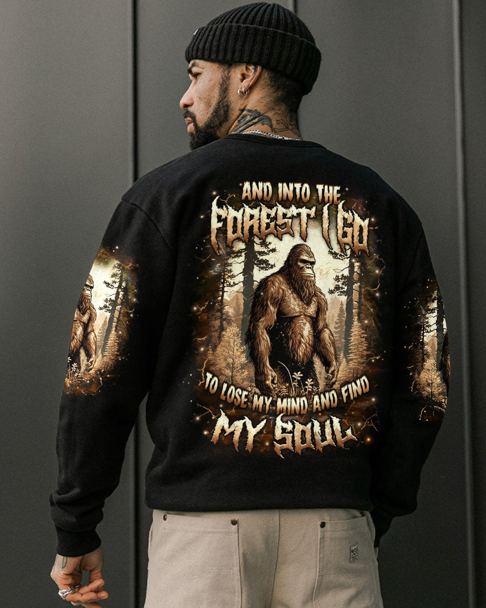 BLISSCORNERS AND INTO THE FOREST I GO BIGFOOT ALL OVER PRINT