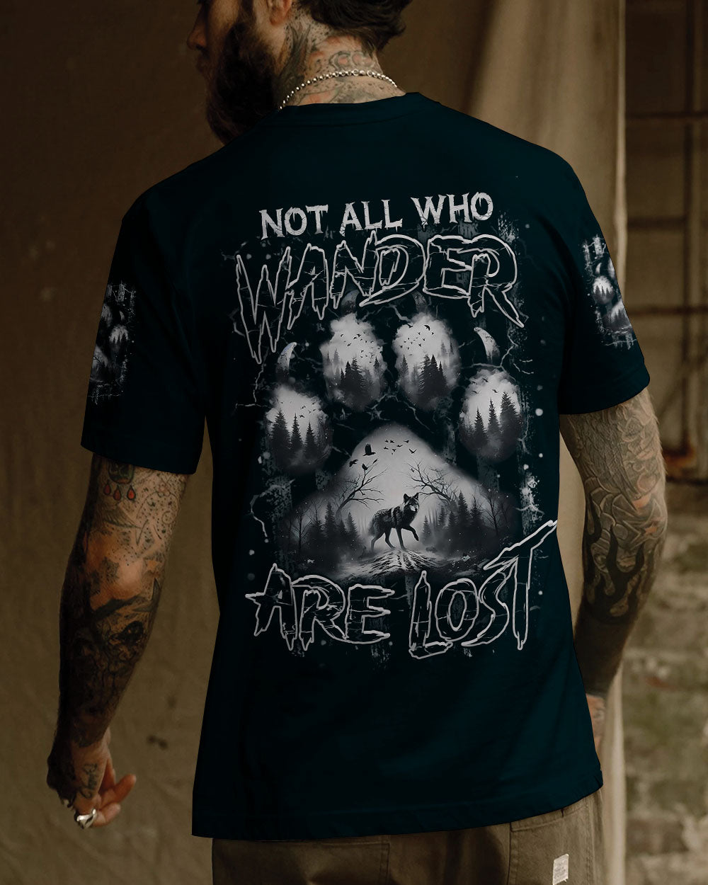 BLISSCORNERS NOT ALL WHO WANDER ARE LOST WOLF ALL OVER PRINT
