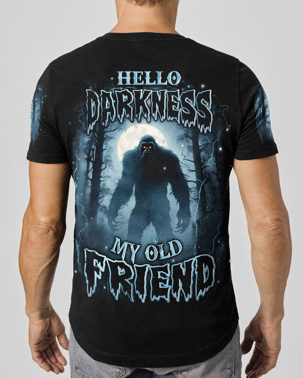 BLISSCORNERS HELLO DARKNESS MY OLD FRIEND BIGFOOT ALL OVER PRINT