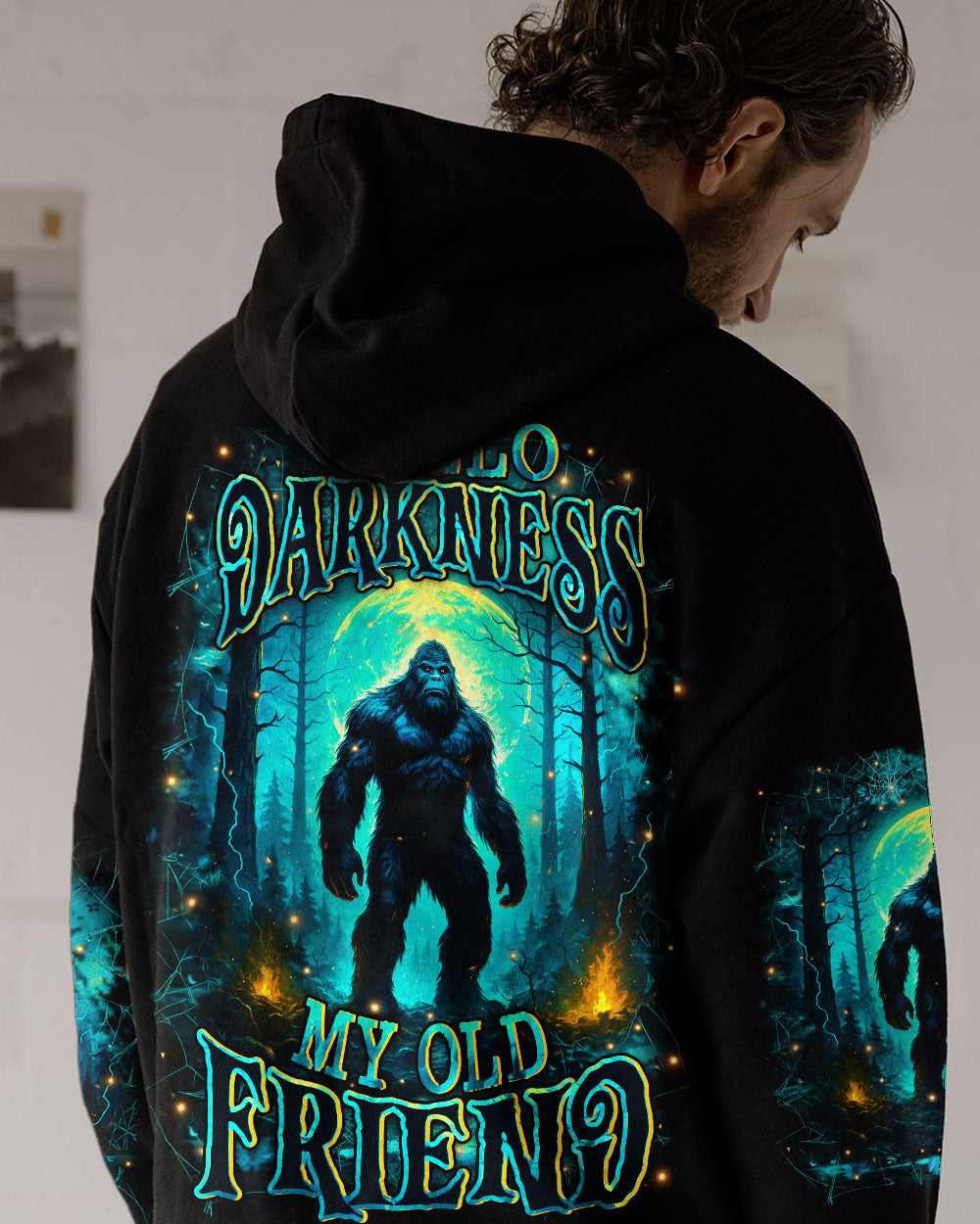 BLISSCORNERS HELLO DARKNESS MY OLD FRIEND BIGFOOT ALL OVER PRINT