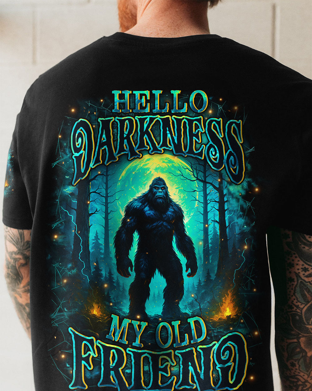 BLISSCORNERS HELLO DARKNESS MY OLD FRIEND BIGFOOT ALL OVER PRINT