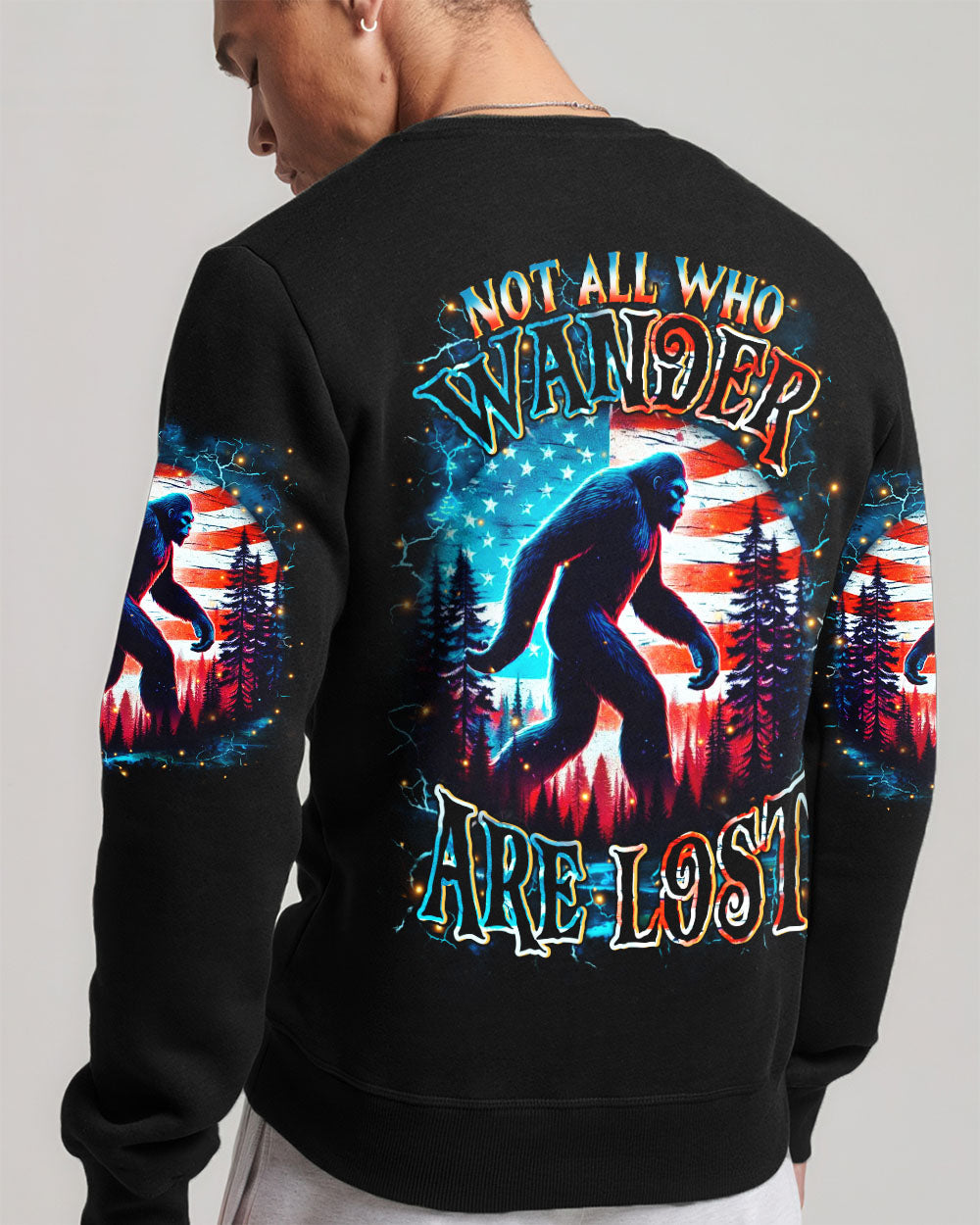 BLISSCORNERS NOT ALL WHO WANDER ARE LOST BIGFOOT ALL OVER PRINT