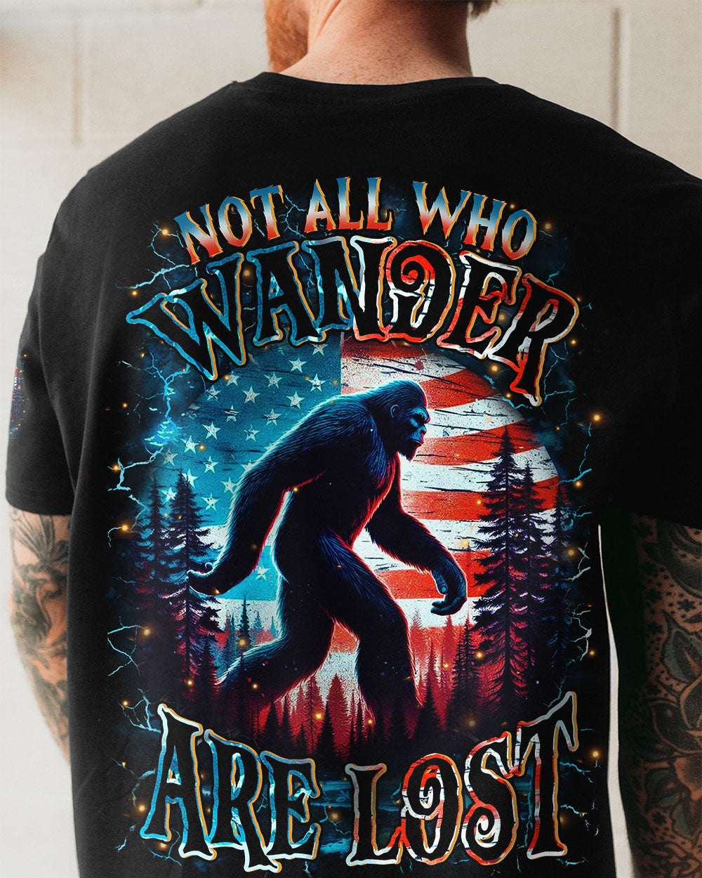 BLISSCORNERS NOT ALL WHO WANDER ARE LOST BIGFOOT ALL OVER PRINT