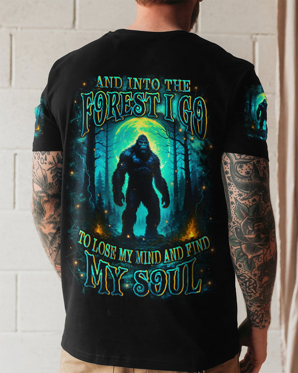 BLISSCORNERS AND INTO THE FOREST I GO BIGFOOT ALL OVER PRINT