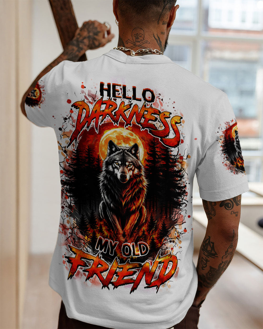 BLISSCORNERS HELLO DARKNESS MY OLD FRIEND WOLF ALL OVER PRINT