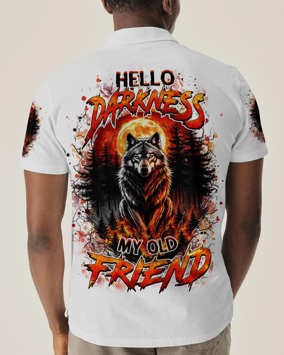 BLISSCORNERS HELLO DARKNESS MY OLD FRIEND WOLF ALL OVER PRINT