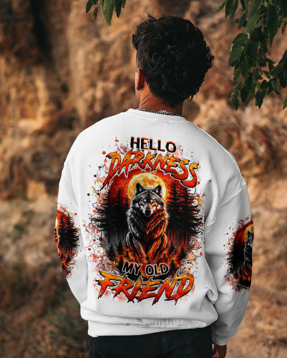 BLISSCORNERS HELLO DARKNESS MY OLD FRIEND WOLF ALL OVER PRINT