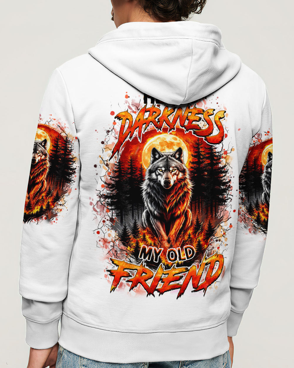 BLISSCORNERS HELLO DARKNESS MY OLD FRIEND WOLF ALL OVER PRINT