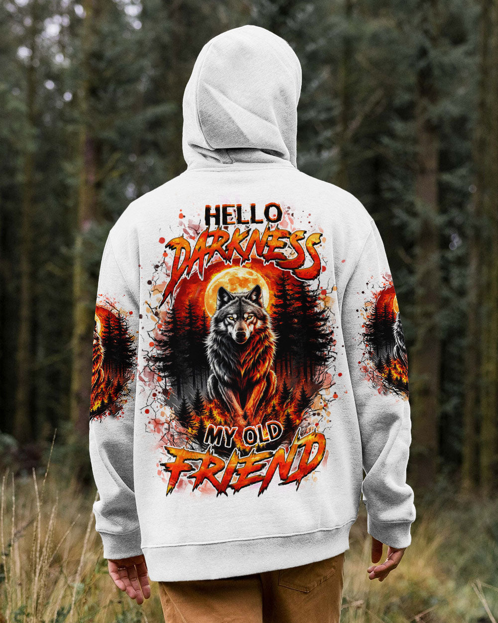 BLISSCORNERS HELLO DARKNESS MY OLD FRIEND WOLF ALL OVER PRINT