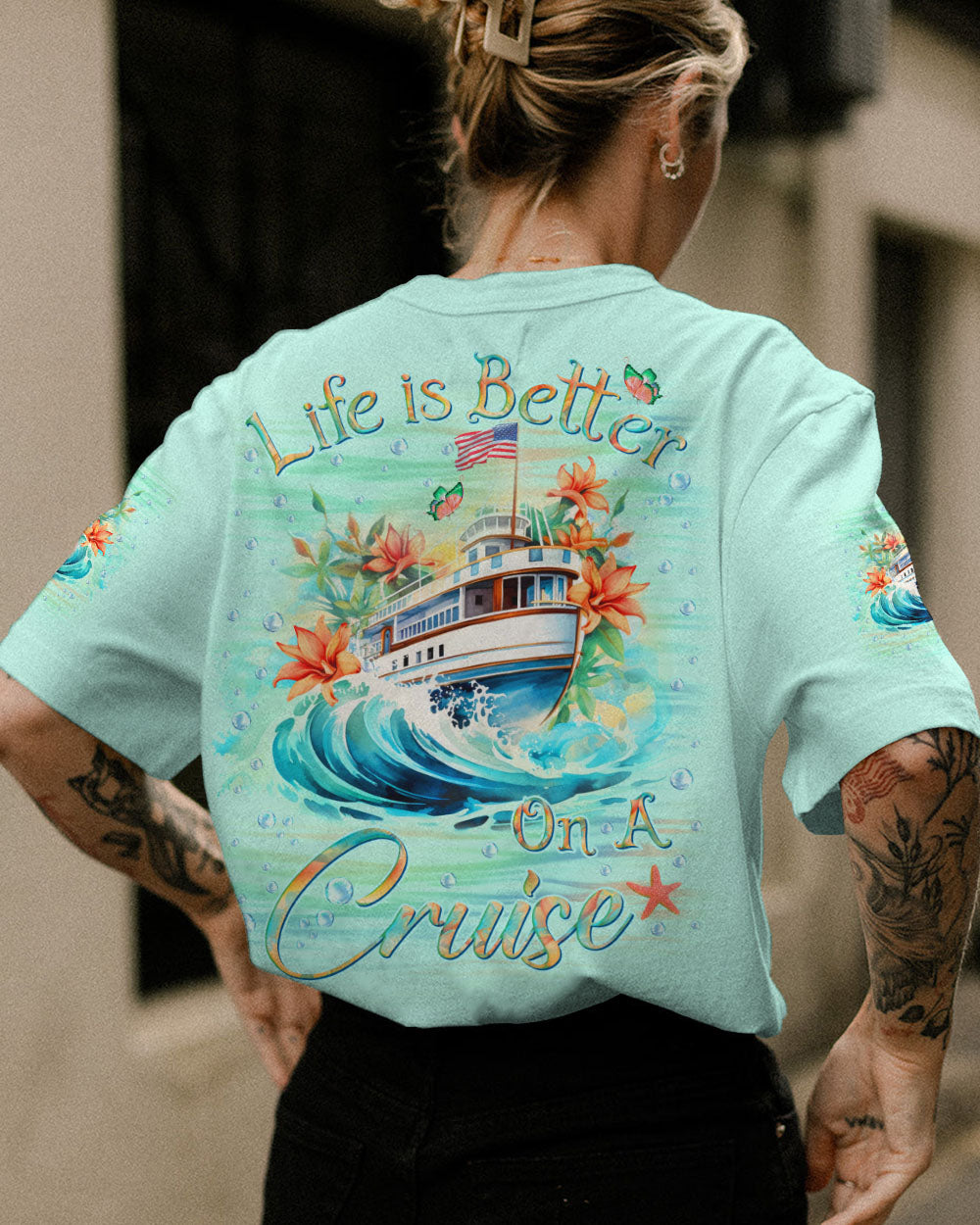 BLISSCORNERS LIFE IS BETTER ON A CRUISE ALL OVER PRINT
