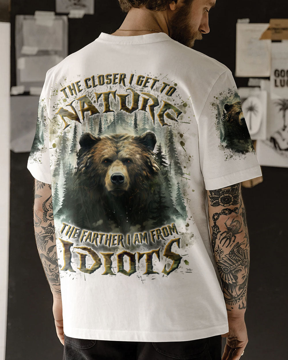 BLISSCORNERS THE CLOSER I GET TO NATURE BEAR ALL OVER PRINT -YHLN0110241