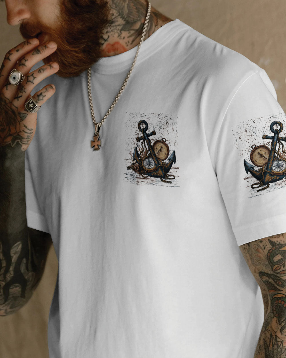 BLISSCORNERS NOT ALL WHO WANDER ARE LOST ANCHOR COMPASS ALL OVER PRINT