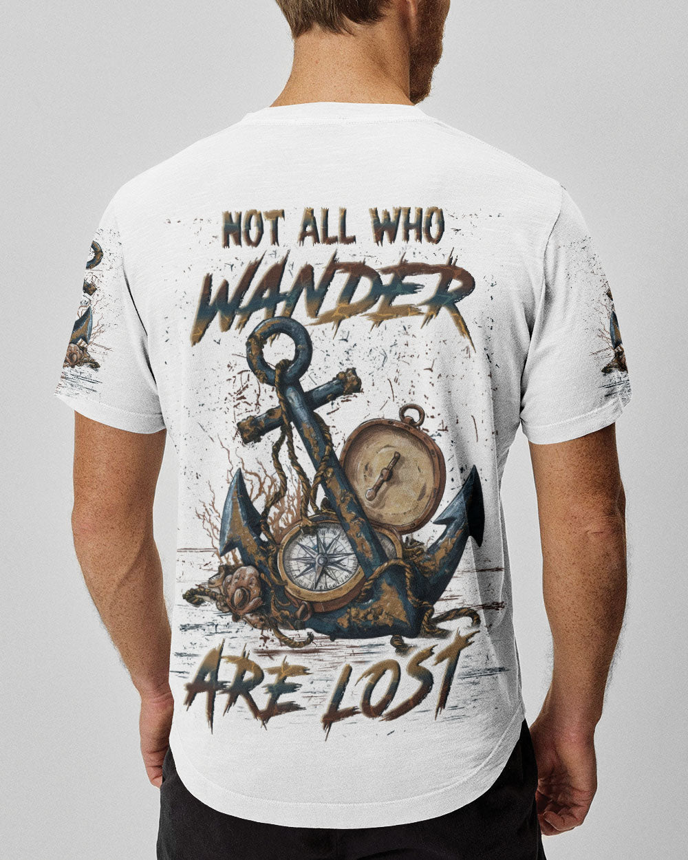 BLISSCORNERS NOT ALL WHO WANDER ARE LOST ANCHOR COMPASS ALL OVER PRINT
