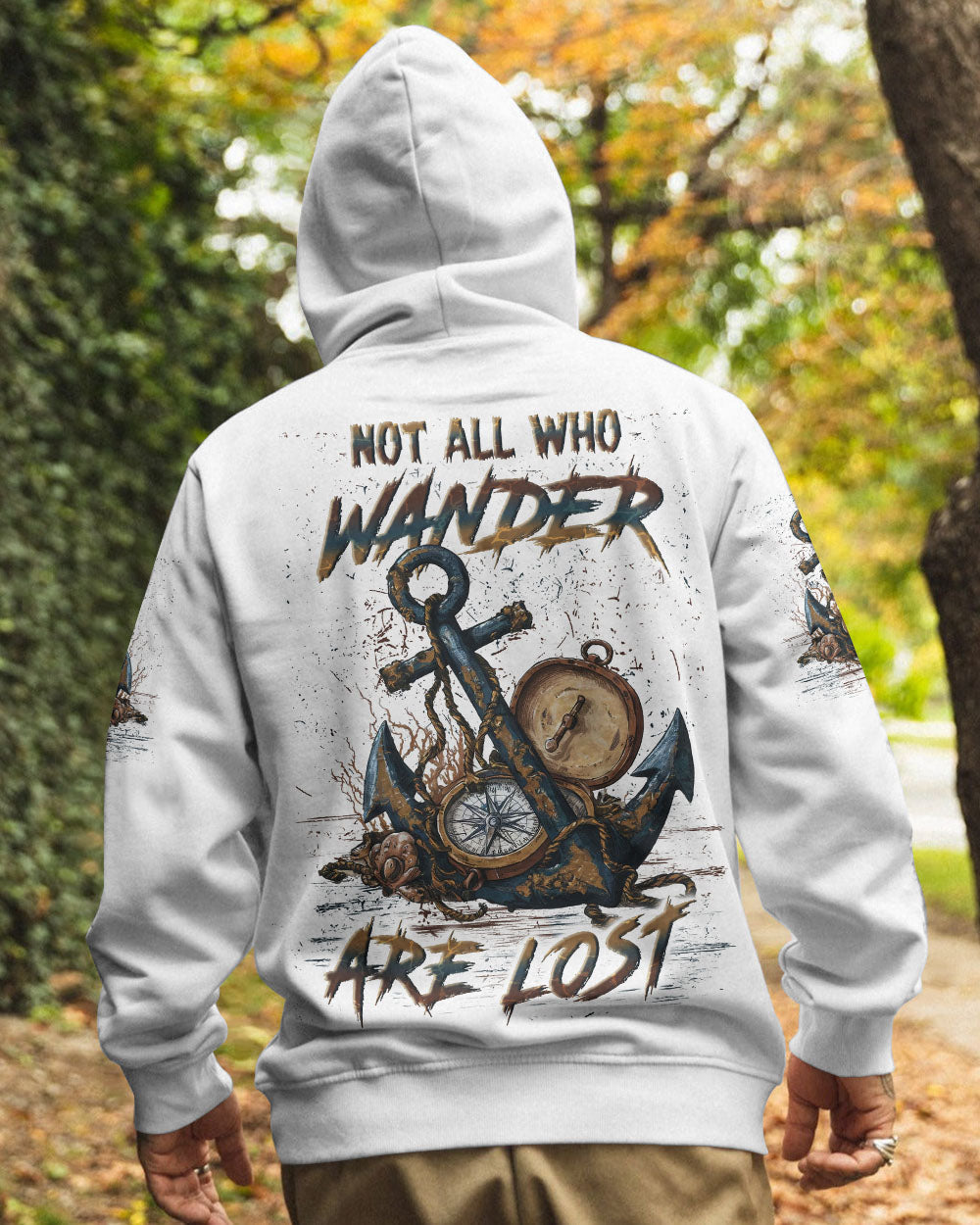 BLISSCORNERS NOT ALL WHO WANDER ARE LOST ANCHOR COMPASS ALL OVER PRINT