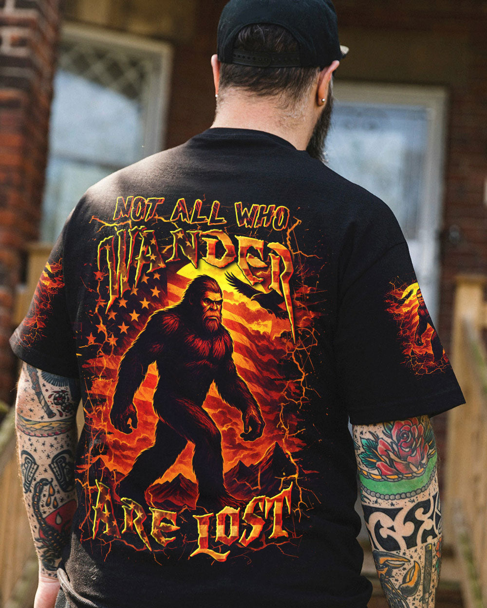 BLISSCORNERS NOT ALL WHO WANDER ARE LOST BIGFOOT ALL OVER PRINT
