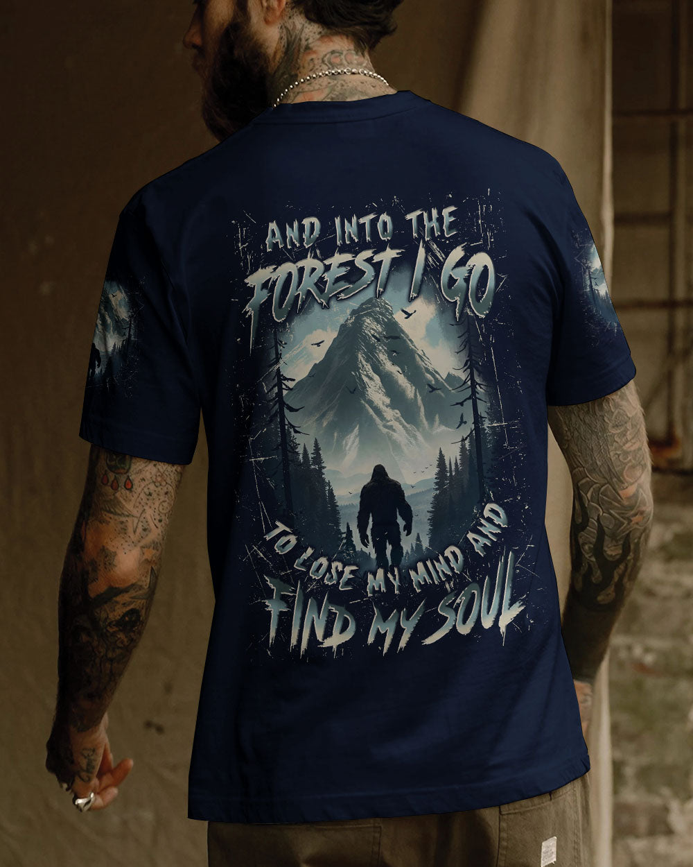 BLISSCORNERS AND INTO THE FOREST I GO BIGFOOT ALL OVER PRINT