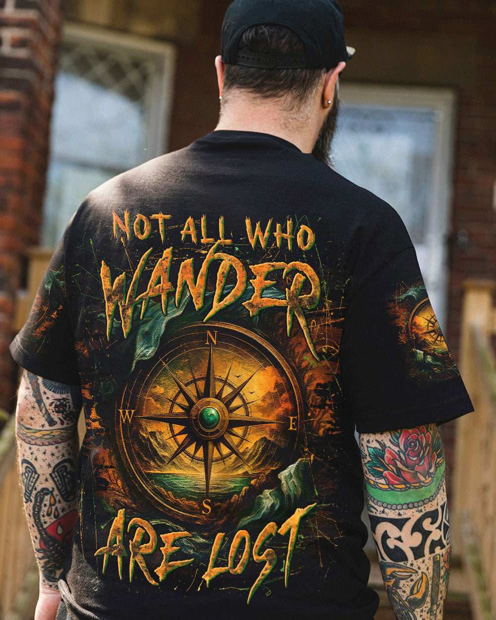 BLISSCORNERS NOT ALL WHO WANDER ARE LOST COMPASS ALL OVER PRINT