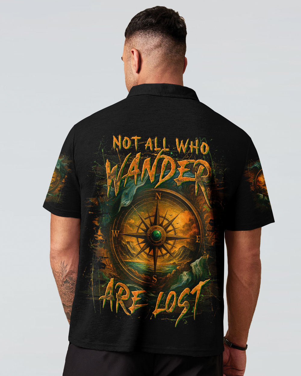 BLISSCORNERS NOT ALL WHO WANDER ARE LOST COMPASS ALL OVER PRINT