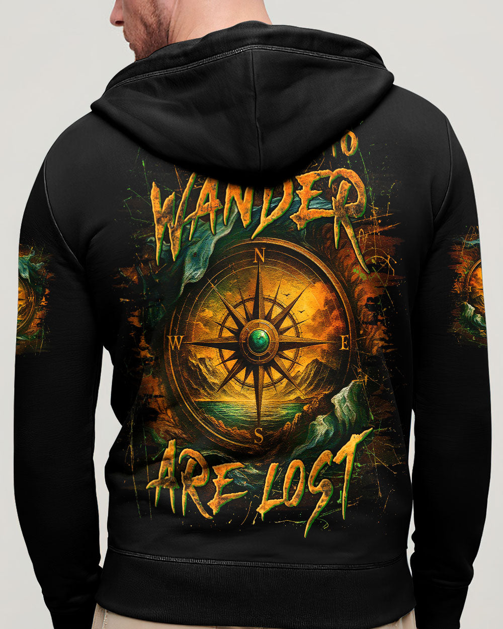BLISSCORNERS NOT ALL WHO WANDER ARE LOST COMPASS ALL OVER PRINT