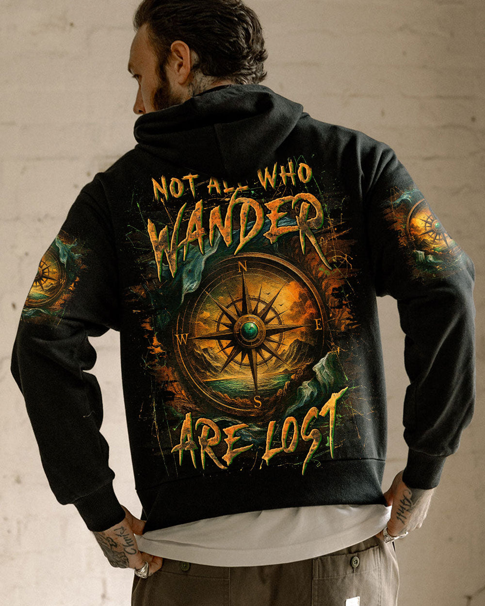 BLISSCORNERS NOT ALL WHO WANDER ARE LOST COMPASS ALL OVER PRINT