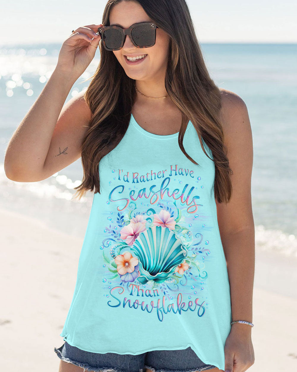 BLISSCORNERS I'D RATHER HAVE SEASHELLS ALL OVER PRINT