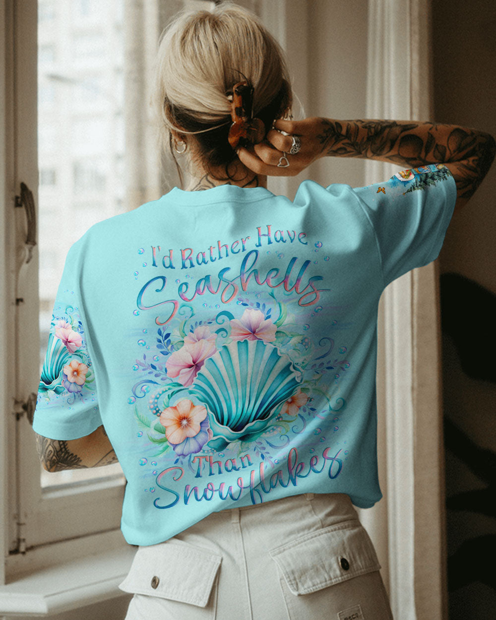 BLISSCORNERS I'D RATHER HAVE SEASHELLS ALL OVER PRINT