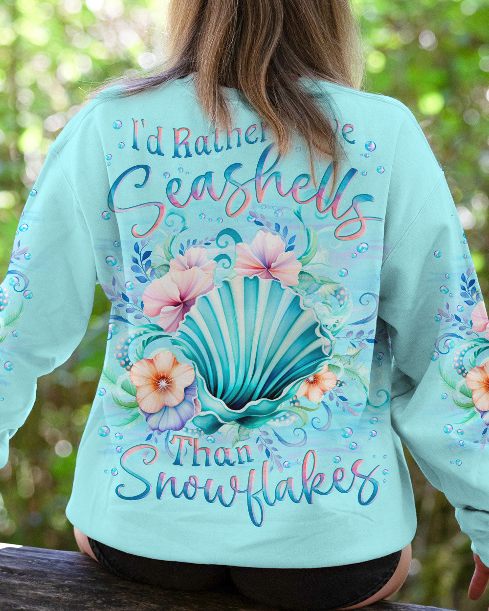 BLISSCORNERS I'D RATHER HAVE SEASHELLS ALL OVER PRINT