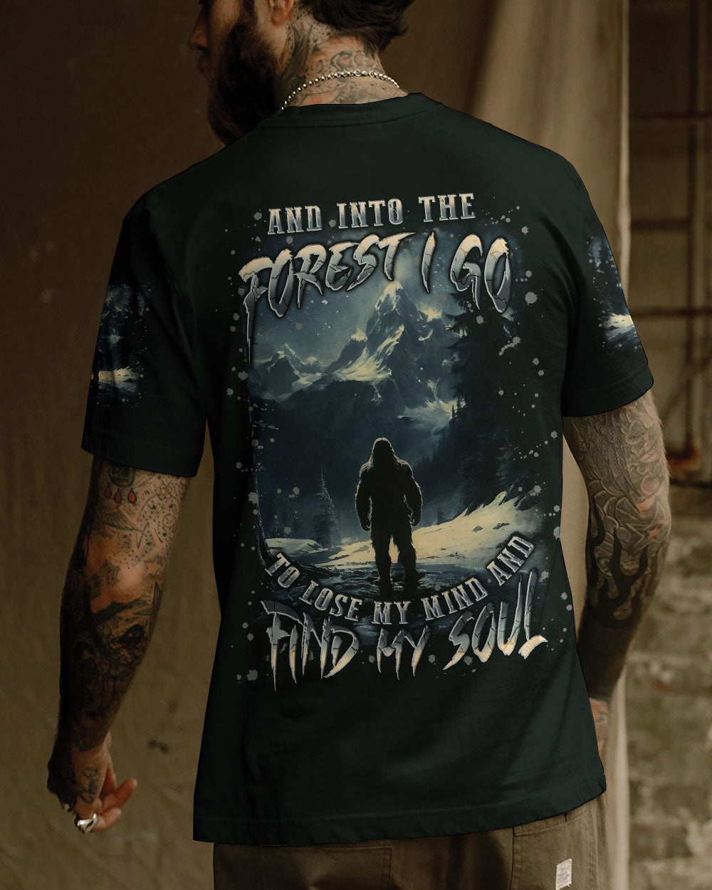 BLISSCORNERS AND INTO THE FOREST I GO BIGFOOT ALL OVER PRINT