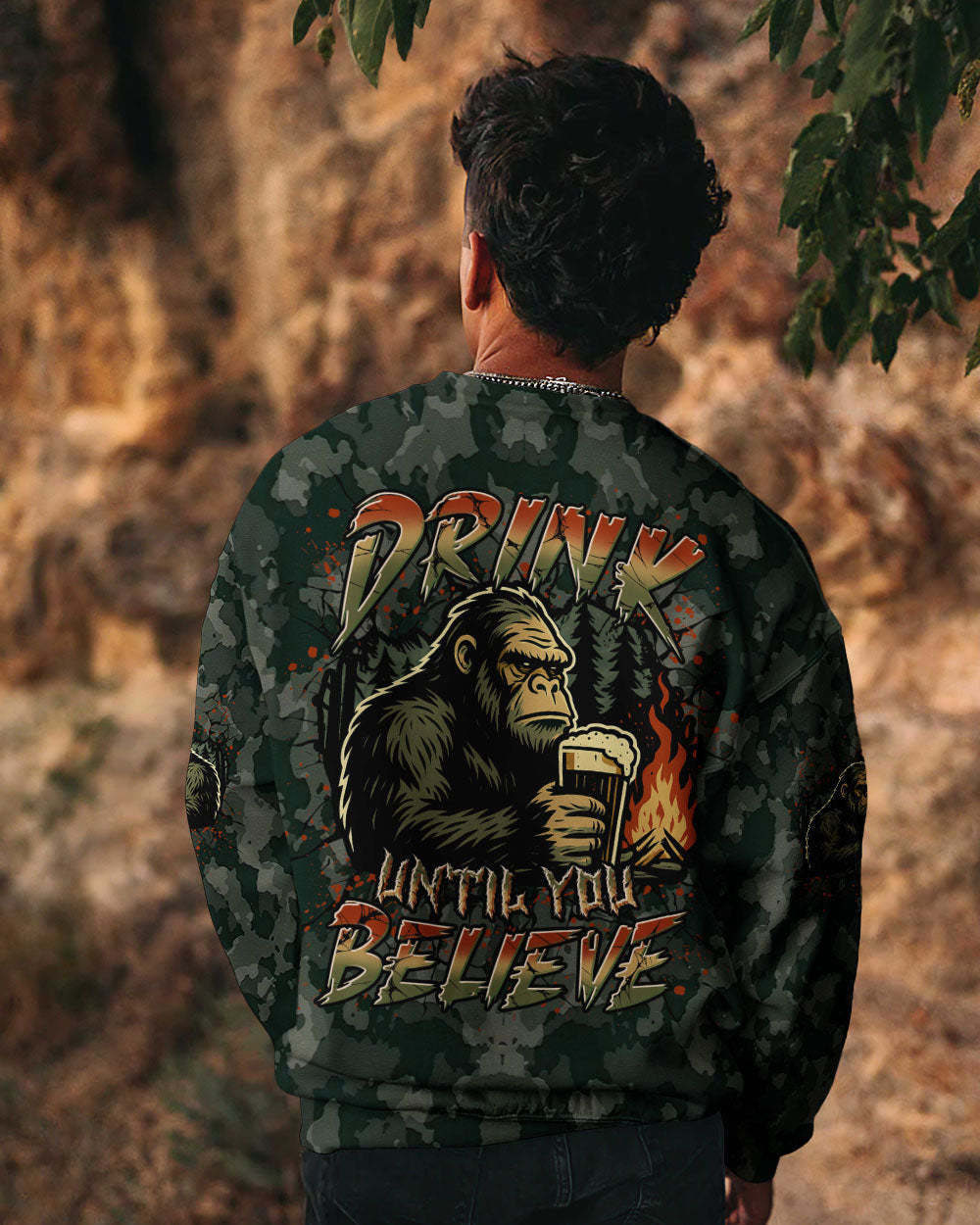 BLISSCORNERS DRINK UNTIL YOU BELIEVE BIGFOOT ALL OVER PRINT