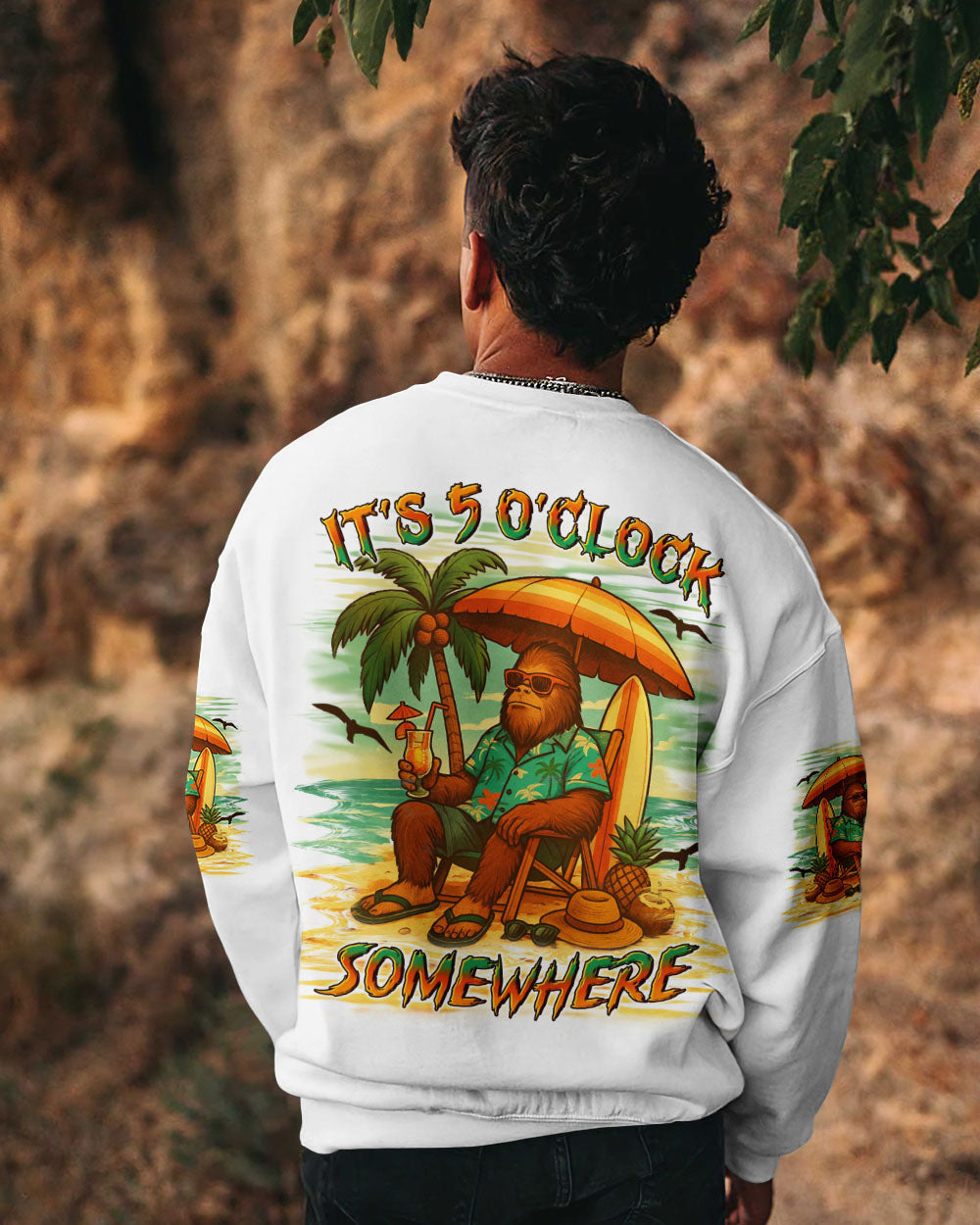 BLISSCORNERS IT'S 5 O'CLOCK SOMEWHERE BIGFOOT ALL OVER PRINT